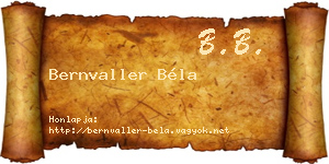 Bernvaller Béla névjegykártya